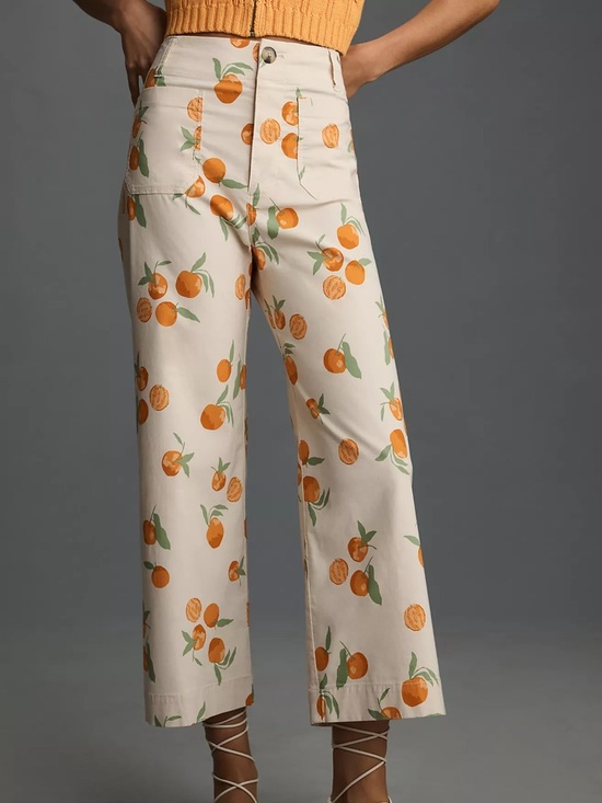 Anthropologie Pants - NWT Anthropologie Maeve Colette Crop Wide Leg Pants Orange Tangerine Mandarin 28